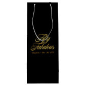 Gouden Glitter 50 en Uitstekende Moderne 50ste Ver Wijn Cadeautas (Achterkant)