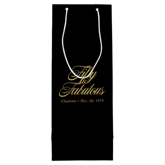 Gouden Glitter 50 en Uitstekende Moderne 50ste Ver Wijn Cadeautas (Achterkant)