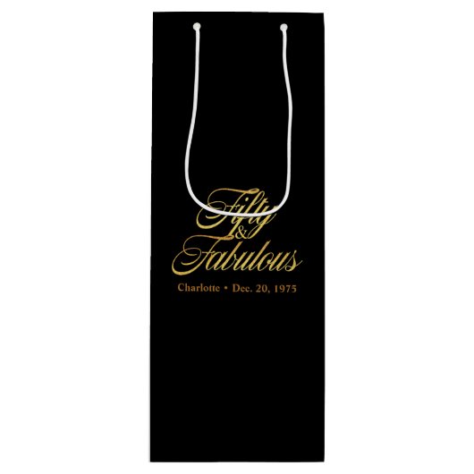 Gouden Glitter 50 en Uitstekende Moderne 50ste Ver Wijn Cadeautas (Voorkant)