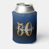 Gouden Glitter 50 & Fabulous Blue Ombre Verjaardag Blikjeskoeler (Blikje Achterkant)