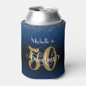 Gouden Glitter 50 & Fabulous Blue Ombre Verjaardag Blikjeskoeler (Blikje Voorkant)