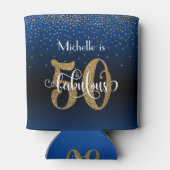Gouden Glitter 50 & Fabulous Blue Ombre Verjaardag Blikjeskoeler (Achterkant)