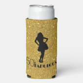 Gouden Glitter 50 & FABULOUS Modern Glam Silhouett Seltzer Blikjeskoeler (Seltzer Voorkant)