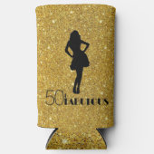 Gouden Glitter 50 & FABULOUS Modern Glam Silhouett Seltzer Blikjeskoeler (Voorkant)