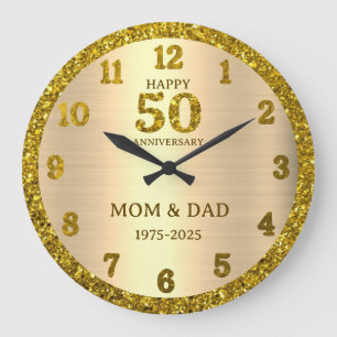 Gouden Glitter 50e bruiloft Jubileum gepersonalise Grote Klok