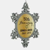 Gouden Glitter 50e bruiloft Jubileum Ornament (Links)