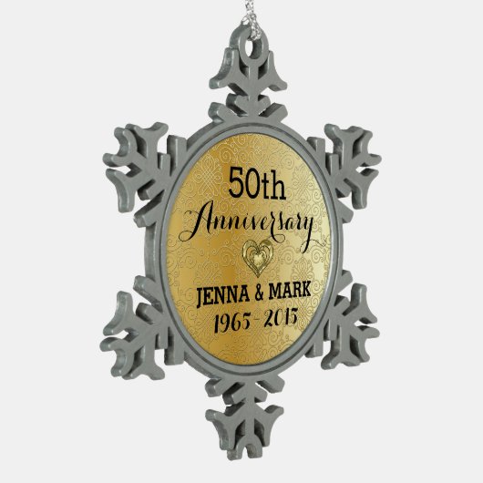 Gouden Glitter 50e bruiloft Jubileum Ornament (Links)