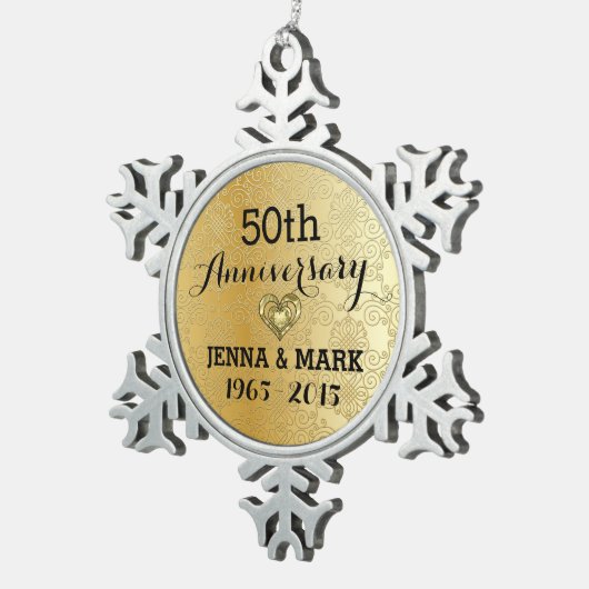 Gouden Glitter 50e bruiloft Jubileum Ornament (Rechts)