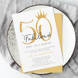 Gouden Glitter 50e en Fabulous Verjaardagsfeest Kaart