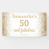 Gouden Glitter 50e Verjaardag  Spandoek (Horizontaal)