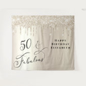 Gouden Glitter 50e Verjaardagsfeest Welkom Wandkleed (Voorkant (horizontaal))