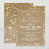 Gouden Glitter 50ste Huwelijksjubileum Kaart (Voorkant / Achterkant)