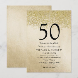 Gouden Glitter 50ste Huwelijksjubileum Uitnodiging