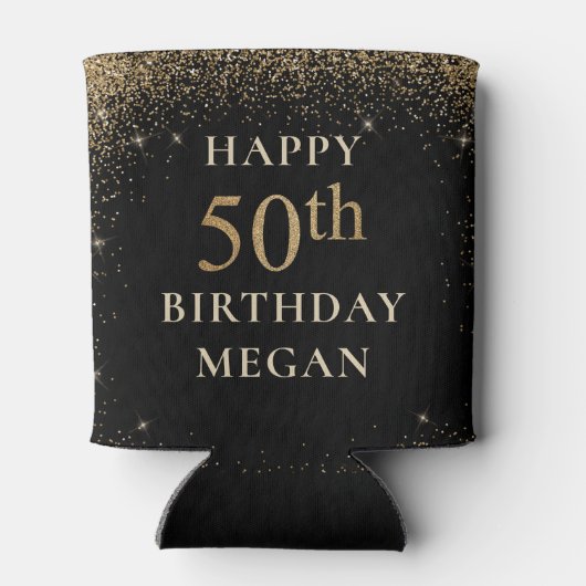 Gouden Glitter 50ste verjaardag Blikjeskoeler (Achterkant)