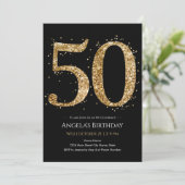 Gouden Glitter 50ste verjaardag Kaart (Staand voorkant)