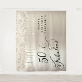 Gouden Glitter 50ste Verjaardagsfeest Verwelkoming Wandkleed (Voorkant)