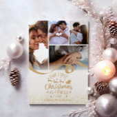Gouden Glitter 5 Foto Kerstontwerp Feestdagenkaart