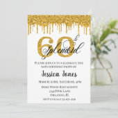 Gouden Glitter 60 60e Verjaardag Splendid Sixty Kaart (Staand voorkant)