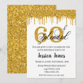 Gouden Glitter 60 60e Verjaardag Splendid Sixty Kaart (Voorkant / Achterkant)