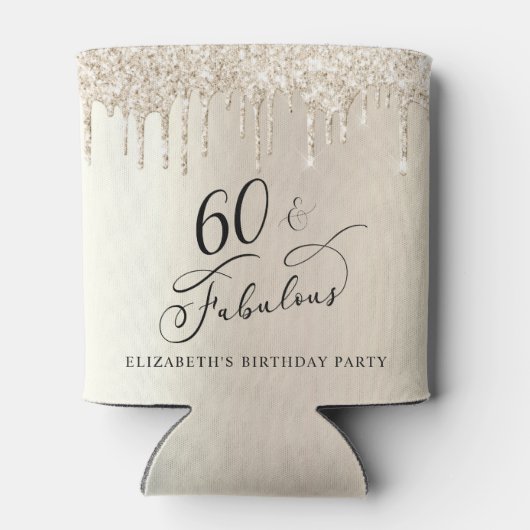 Gouden Glitter 60e Verjaardagsfeestje Blikjeskoeler (Achterkant)