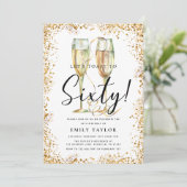 Gouden Glitter 60e Verjaardagsfeestje Kaart (Staand voorkant)