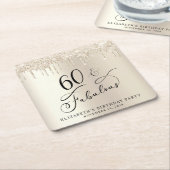 Gouden Glitter 60e Verjaardagsfeestje Kartonnen Onderzetters (Schuin)