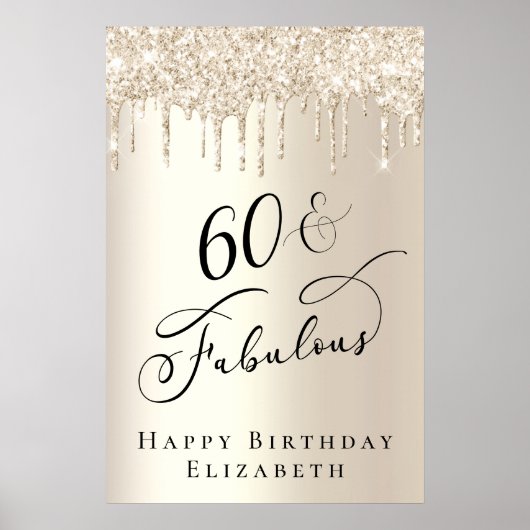 Gouden Glitter 60e Verjaardagsfeestje Poster (Voorkant)
