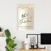 Gouden Glitter 60e Verjaardagsfeestje Poster (Thuiskantoor)