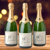 Gouden Glitter 60e Verjaardagsfeestje Sparkling Wijnetiket