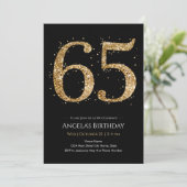 Gouden Glitter 65e Verjaardag Kaart (Staand voorkant)