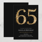 Gouden Glitter 65e Verjaardag Kaart (Voorkant / Achterkant)