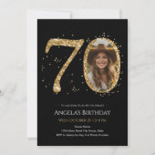 Gouden Glitter 70e Verjaardag Foto Kaart (Voorkant)