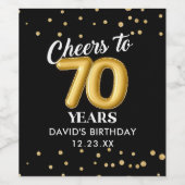 Gouden Glitter 70e Verjaardag Party Wijnlabel Wijn Etiket (Enkel label)