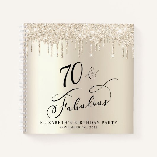 Gouden Glitter 70e Verjaardagsfeestje Gastenboek Notitieboek (Voorkant)