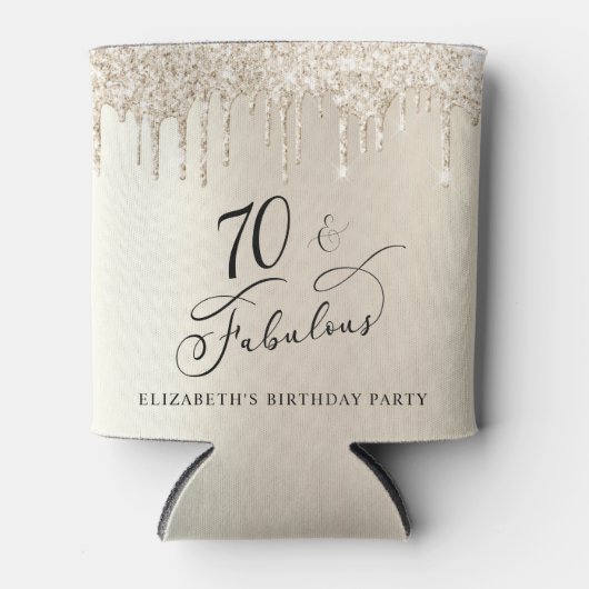 Gouden Glitter 70ste verjaardagsfeestje Blikjeskoeler (Voorkant)