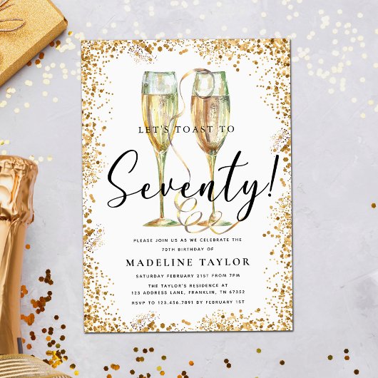 Gouden Glitter 70ste verjaardagsfeestje Kaart