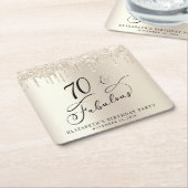 Gouden Glitter 70ste verjaardagsfeestje Kartonnen Onderzetters (Schuin)