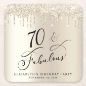 Gouden Glitter 70ste verjaardagsfeestje Kartonnen Onderzetters (Voorkant)
