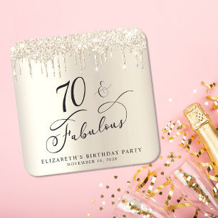 Gouden Glitter 70ste verjaardagsfeestje Kartonnen Onderzetters
