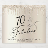 Gouden Glitter 70ste verjaardagsfeestje Sparkling Wijnetiket (Enkel label)