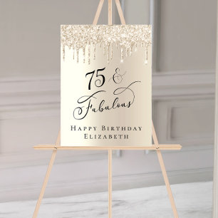 Gouden Glitter 75e verjaardagsfeestje Acryl Bord