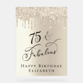 Gouden Glitter 75e verjaardagsfeestje Acryl Bord (Voorkant)
