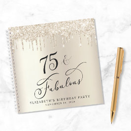 Gouden Glitter 75e Verjaardagsfeestje Gastenboek Notitieboek