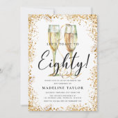 Gouden Glitter 80ste Verjaardagsfeest Kaart (Voorkant)