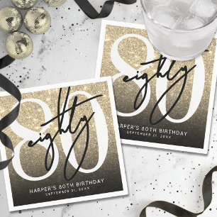 Gouden Glitter 80ste Verjaardagsfeest Servet