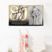 Gouden Glitter 80ste Verjaardagsfeestje Spandoek (Insitu)