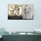 Gouden Glitter 80ste Verjaardagsfeestje Spandoek (Beurs)