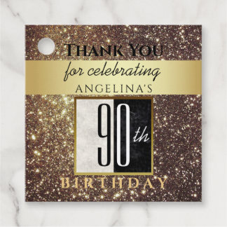 Gouden Glitter 90e Verjaardag Bedankt Bedankjes Labels