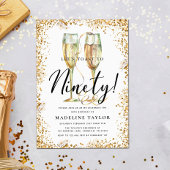 Gouden Glitter 90ste Verjaardagsfeest Kaart