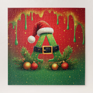 Gouden Glitter A Voor Familie Kerstmis Legpuzzel